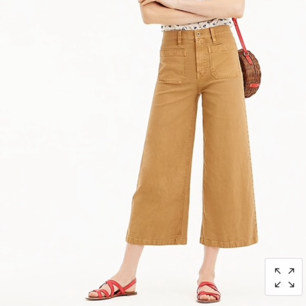 J Crew Point Sur Washed Wide Leg Crop Pant